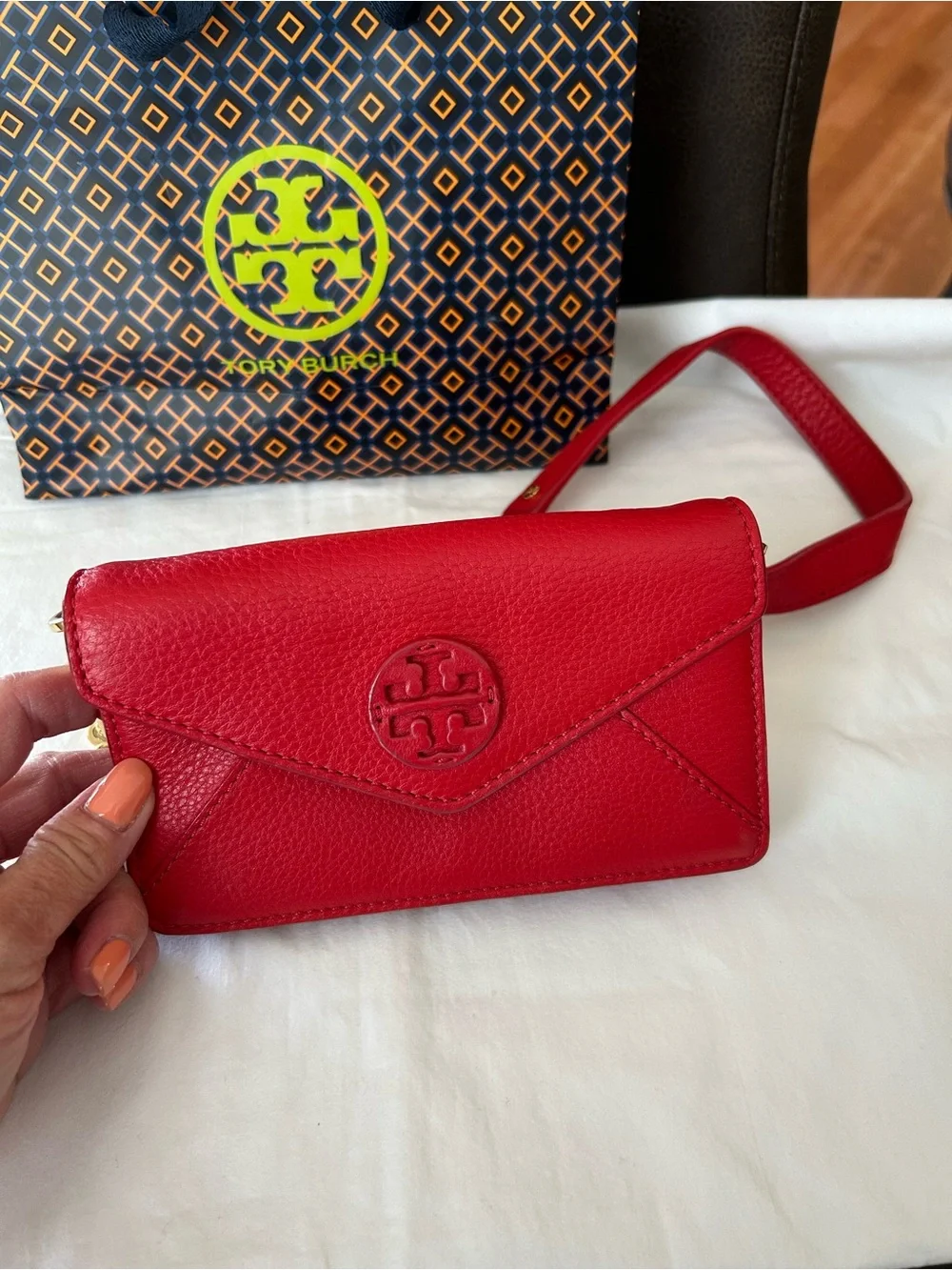 Tory Burch Mini Red Leather Wallet Envelope Crossbody
